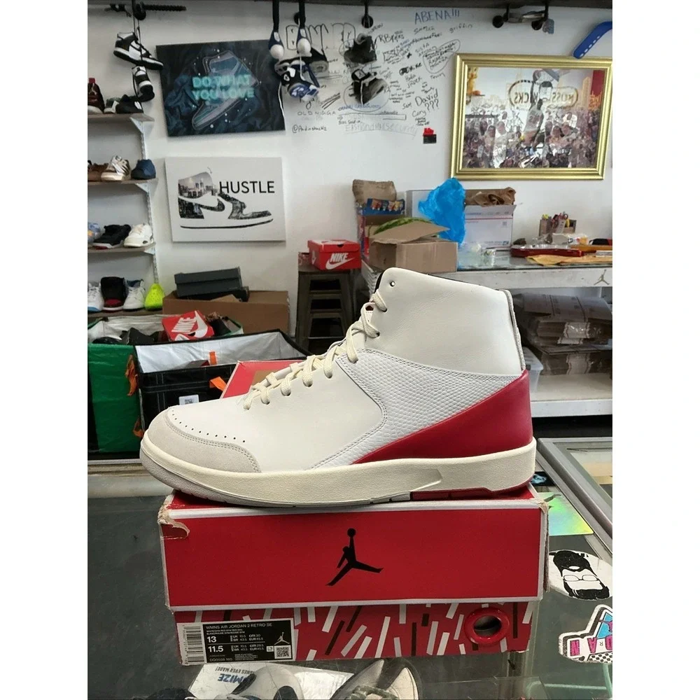 Air Jordan 2 Retro SE Nina Chanel Abney White Gym Red DQ0558-160 Womens 13 11.5M